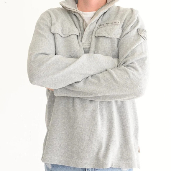 Roots Grey Half Zip Pullover  Sweater - Picture 3 of 13